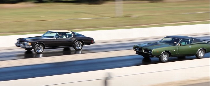 1971 Dodge Charger R/T vs 1973 Buick Riviera drag race