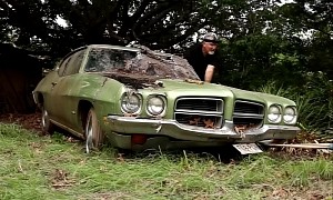 1972 Pontiac LeMans Gets Pulled Out of Collapsing Barn, It's a Numbers-Matching Survivor