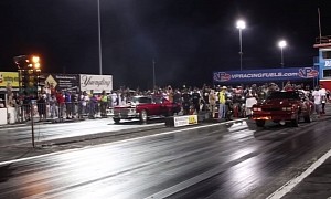 1973 Chevy Impala Big-Block Drag Races Monte Carlo SS and Gets Loose, Still Wins