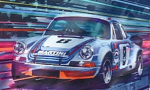 1973 Porsche 911 Carrera RSR Painting by Former Hot Wheels Exec Going for $10K