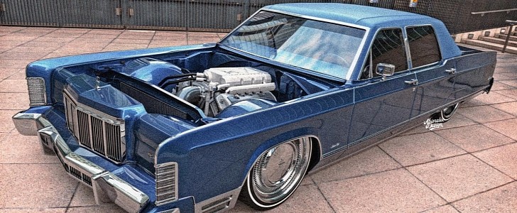 1974 Lincoln Continental Shelby GT500 rendering by Abimelec Arellano