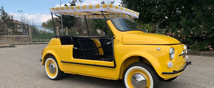 This 1975 Fiat 500 was modified into a Jolly car, by an Italian workshop