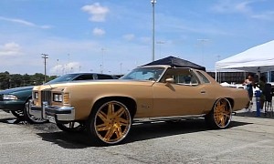 1976 Pontiac Grand Prix Puts on 26-Inch Wheels and Gold Paint, Wants to Be a Donk