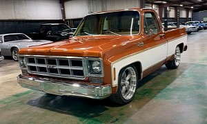 1977 GMC Sierra Classic SWB Sits Low on 20s to Flaunt Two-Tone Square Body Goods