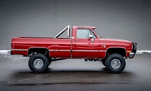1987 Chevy K10 Is Red Clean 350CI V8 Piece of Lifted “Squarebody” Awesomeness