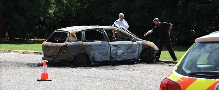 Burned down Honda used to mow down 5 men in dispute outside pub in Devon