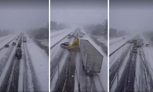 20 Car Pileup on Snowy Canadian Highway Involving a Semi Is Truly Scary