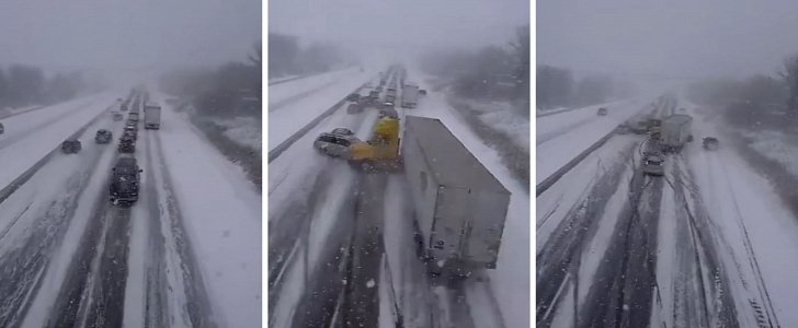 Pileup on Canadian highway