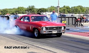 20-PSI 1972 Chevy Nova SS Pulls 7s Double-Turbo Duty at the Strip to Smoke Rival
