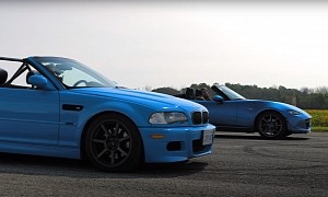 2001 BMW E46 M3 Vs. 2016 Mazda MX-5 Drag Race Is Just a Bit of Fun with Cars