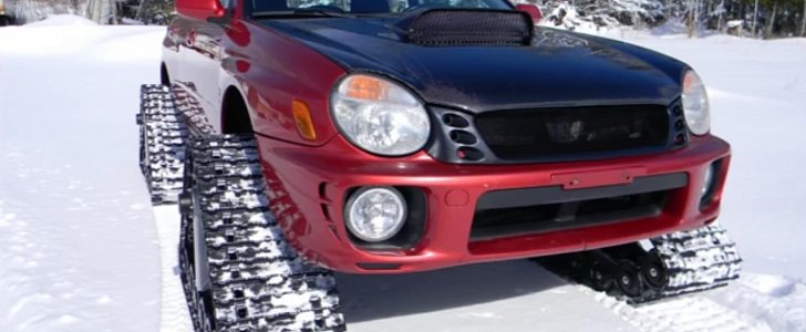 2002 Subaru Impreza WRX Tackles Snow Using Four Tracks
