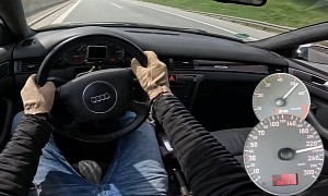 2003 Audi S6 Avant Sprints on the German Autobahn, Vibrates Like a Gristmill at 220 km/h
