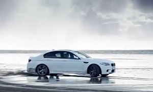 2012 BMW M5 Drifting on the Beach in Wales
