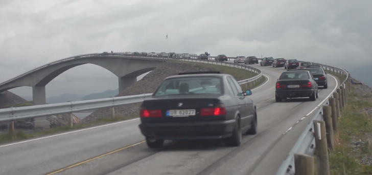 BMWs Going Over the Atlantic Road