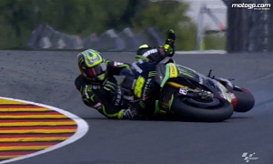 2013 MotoGP: Crutchlow Crashes at 200 KM/H, Medics Remove Gravel from His Arm