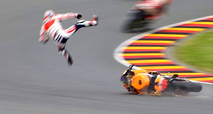Dani Pedrosa Crashing at Sachsenring