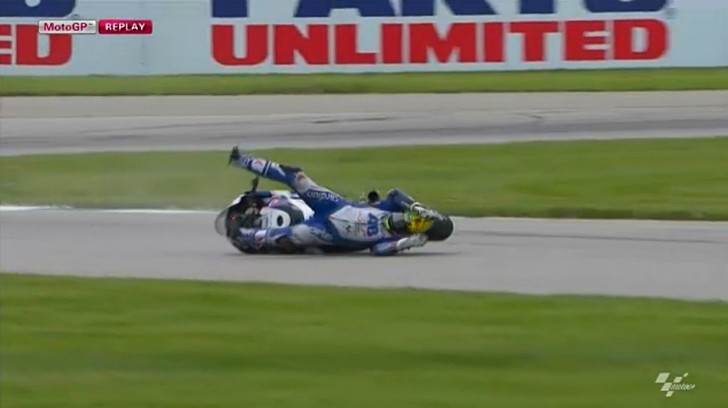 Karel Abraham crashing at Indianapolis
