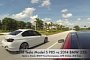 2013 Tesla Model S Drag Races a BMW 335i with Various Upgrades