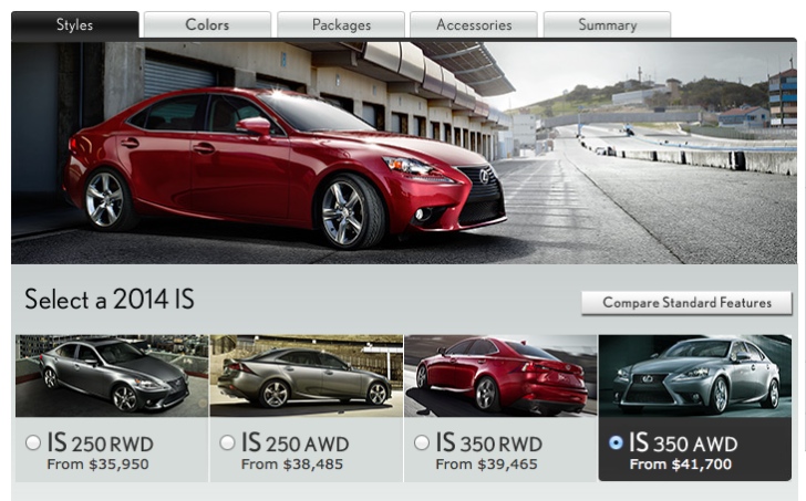 2014 Lexus IS online configurator