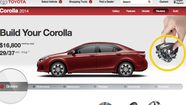 Screenshot from the Toyota Website.
