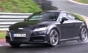 2015 Audi TTS Coupe Spied Testing on Extremely Wet Nurburgring