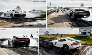 2015 Corvette Z06 Races Challenger Hellcat, Viper and Corvette ZR1: Stock Drag Strip Challenge
