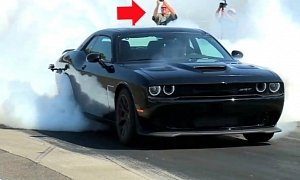 2015 Dodge Challenger SRT Hellcat Shows the Meaning of a Burnout Shower