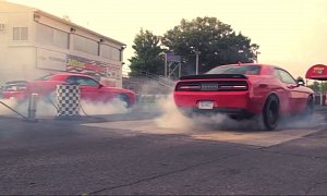 2015 Dodge Challenger SRT Hellcat x 2 + Dragstrip = Twin Burnout Mayhem