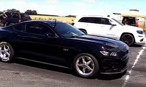 2015 Ford Mustang GT Gets High on E85, Drag Races Blown Jeep Grand Cherokee SRT