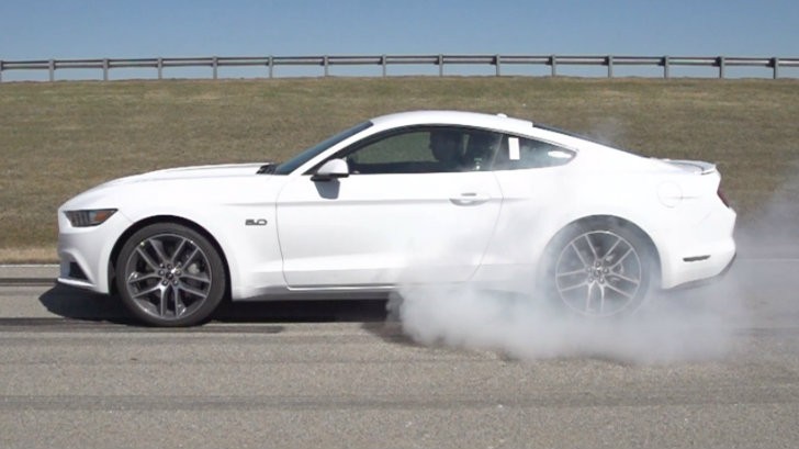 2015 Ford Mustang GT with the electronic line-lock feature engaged