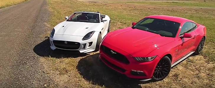 2015 Ford Mustang GT Takes on AWD Jaguar F-Type R with Predictable Results -Video