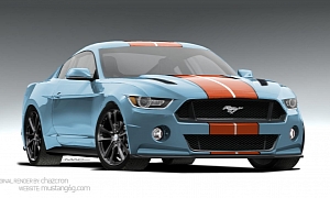 2015 Ford Mustang Rendered in Awesome Gulf Livery