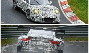 2015 Porsche 911 RSR Racecar Spied Flying on Water at the Nurburgring
