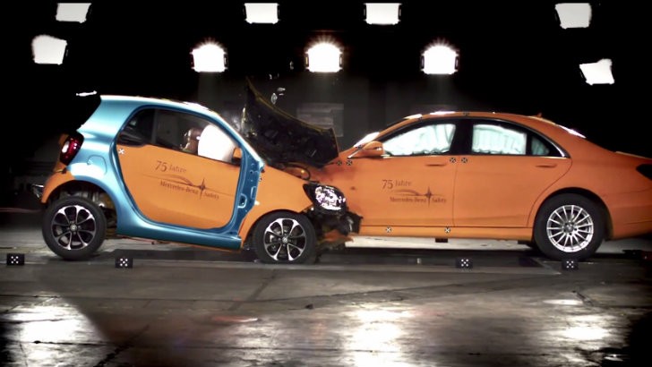 2015 smart fortwo vs Mercedes-Benz S-Class crash test