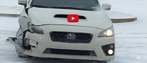 2015 Subaru WRX Crashes into Lamppost While Snow Drifting