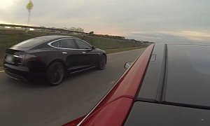2015 Tesla Model S P85D Drag Race Versus Model S P85: Standing and Rolling Start