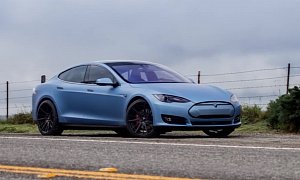 2015 Tesla Model S P85D Gets ADV.1 Wheels, Frozen Blue Wrap <span>· Video</span>