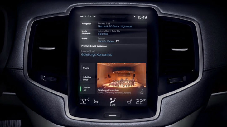 2015 Volvo XC90 intotainment system; music settings submenu