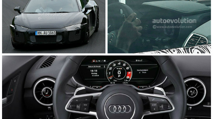 2016 Audi R8 prototype featuring similar digital instrument cluster as the 2015 Audi TT
