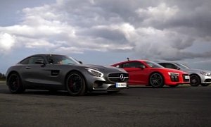 2016 Audi R8 V10 Plus Thrashes AMG GT S and C63 S in Drag Race