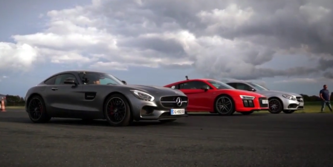 16 Audi R8 V10 Plus Thrashes Amg Gt S And C63 S In Drag Race Autoevolution