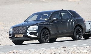 2016 Bentley Bentayga SUV Spied Testing in Death Valley, Front End Mostly Revealed