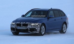 2016 BMW F31 3 Series Touring Facelift Spied Testing in Heavy Snow