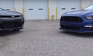 2016 Camaro SS Drag Races 2016 Mustang GT with E85 tune, Shelby GT500 Mufflers