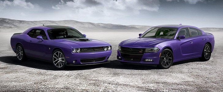 2016 Dodge Challenger and Charger in Plum Crazy Pearl