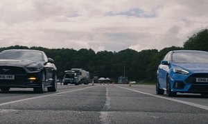 2016 Ford Focus RS Drag Races Ford Mustang GT in The Wet, Things Get Nasty