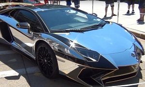 2016 Lamborghini Aventador SV Gets Chrome/Gold Wrap for Tron Theme