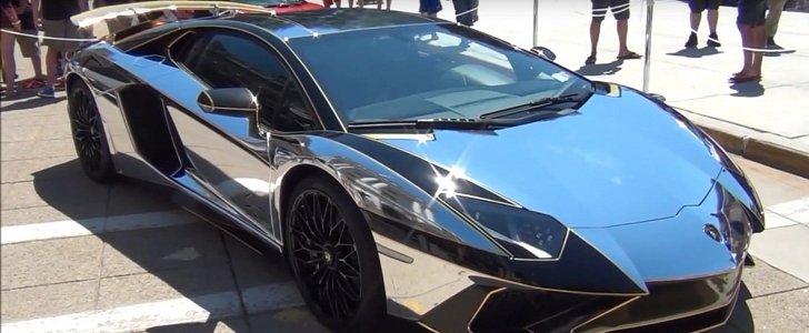 Lamborghini Aventador SV Gets Chrome/Gold Wrap