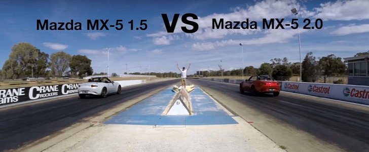 2016 Mazda MX-5 1.5 vs. 2.0 Drag Race Solves Miata Mistery