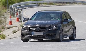2016 Mercedes A45 AMG Spied Again, This Time on Winding Roads